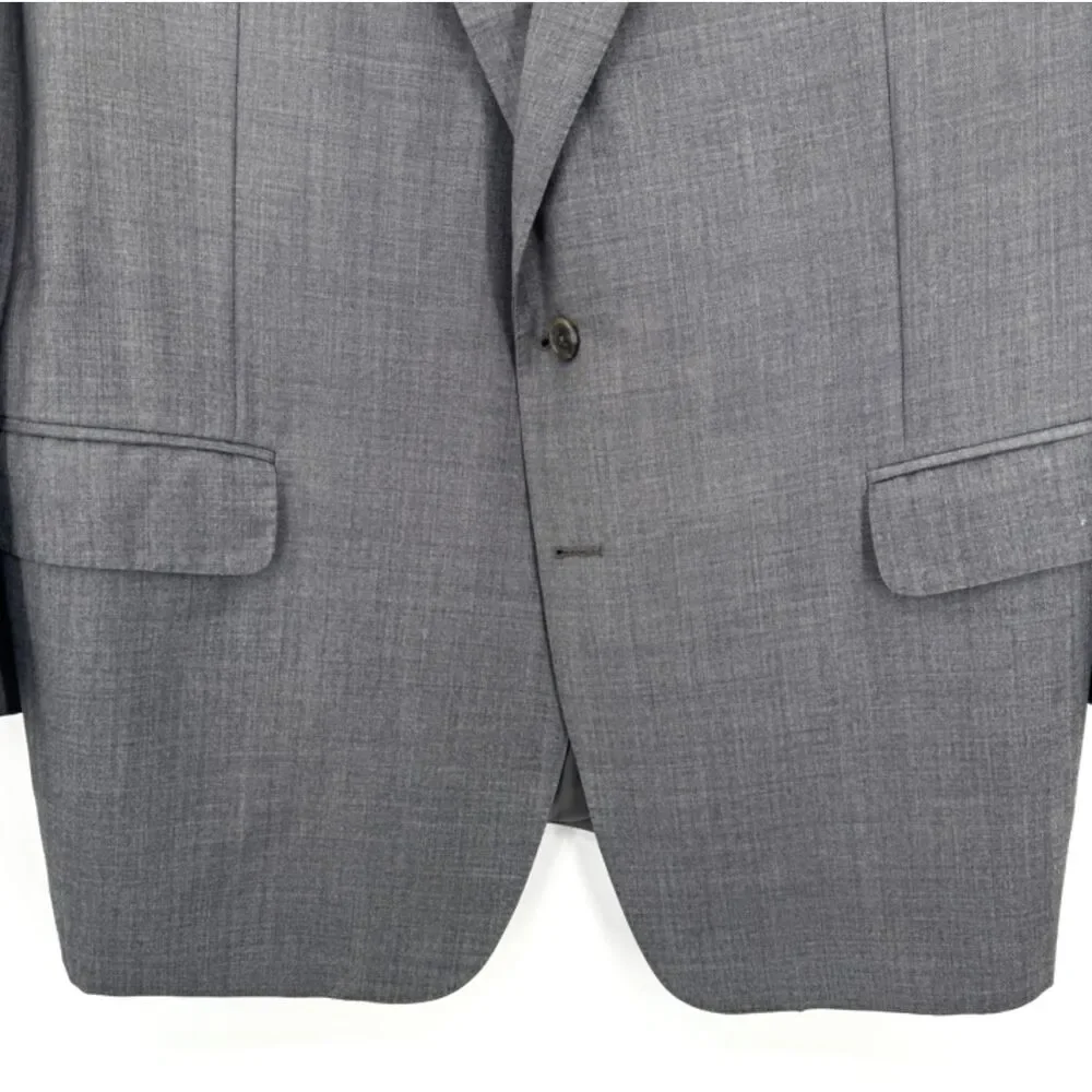 ERMENEGILDO ZEGNA Gray Wool Long 2 Button Blazer Jacket Size 48L (58L EUR)